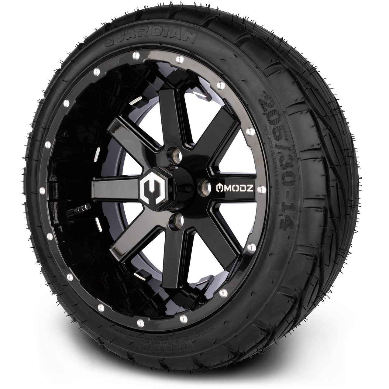 MODZ® 14" Assault Glossy Black with Ball Mill Wheels & Street Tires Combo