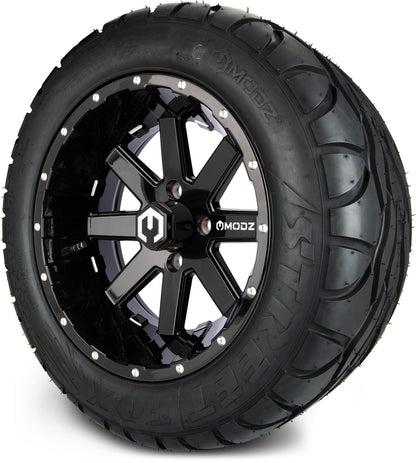 MODZ® 14" Assault Glossy Black with Ball Mill Wheels & Street Tires Combo