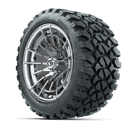 GTW® Boost Chrome 14 in Wheels with 23X10-R14 Nomad Steel Belt Radial All-Terrain Tires – Full Set