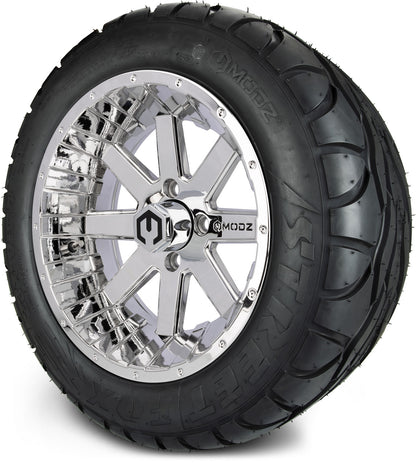 MODZ® 14" Assault Chrome Wheels & Street Tires Combo
