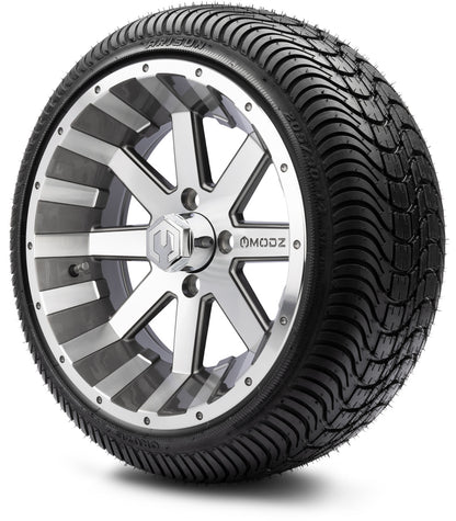 MODZ® 14" Assault Machined Gunmetal Wheels & Street Tires Combo