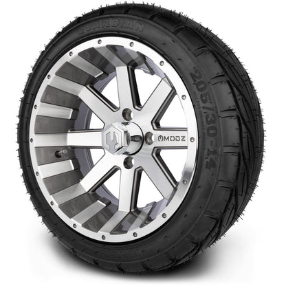 MODZ® 14" Assault Machined Gunmetal Wheels & Street Tires Combo