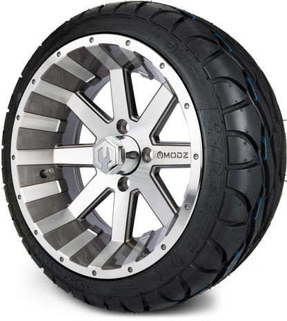 MODZ® 14" Assault Machined Gunmetal Wheels & Street Tires Combo