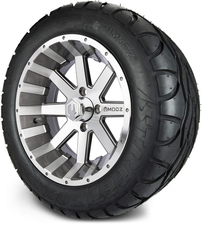 MODZ® 14" Assault Machined Gunmetal Wheels & Street Tires Combo