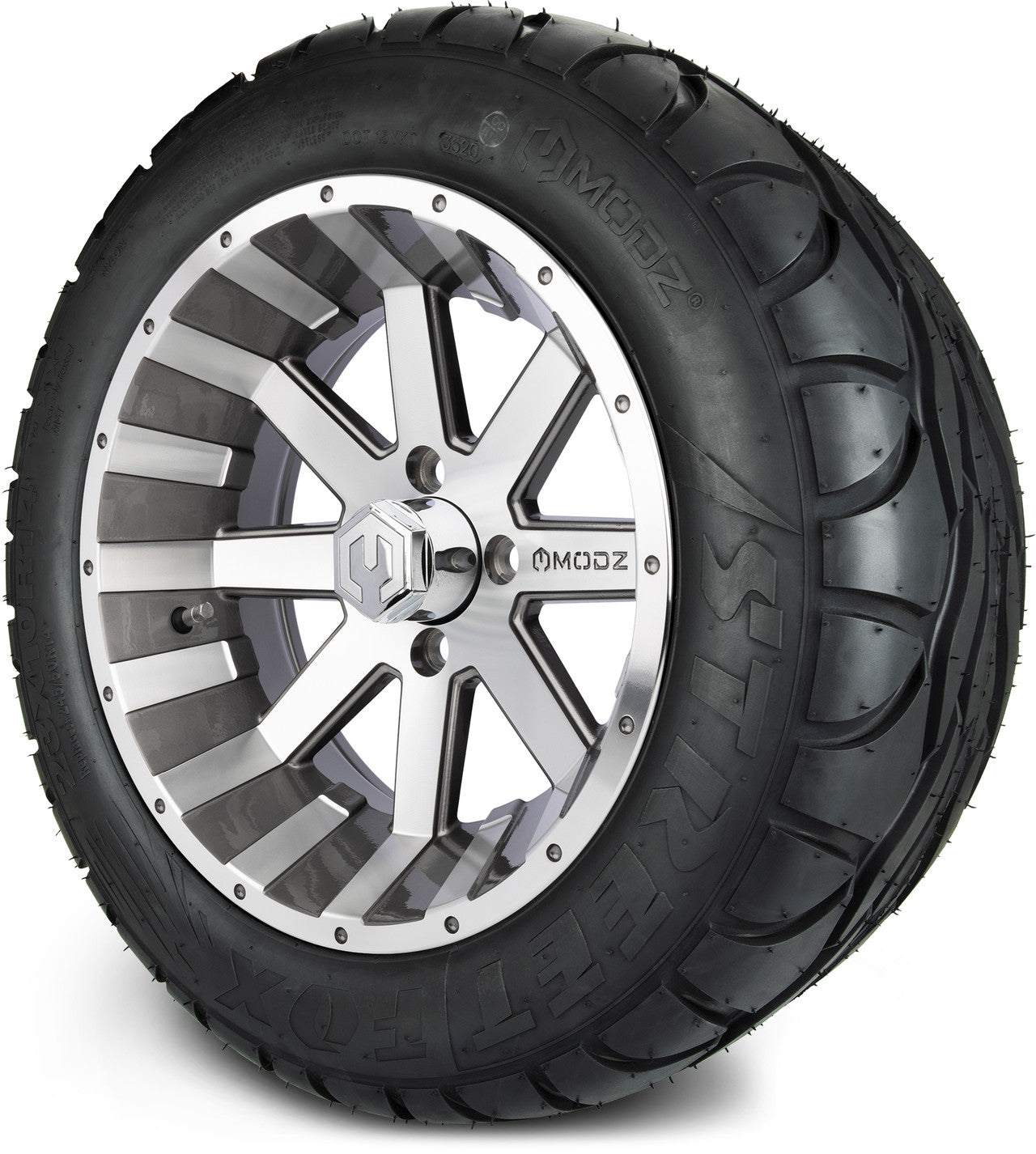 MODZ® 14" Assault Machined Gunmetal Wheels & Street Tires Combo