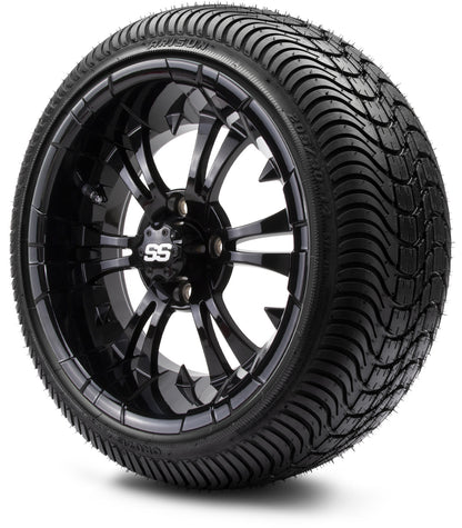 MODZ® 14" Vampire Glossy Black Wheels & Street Tires Combo