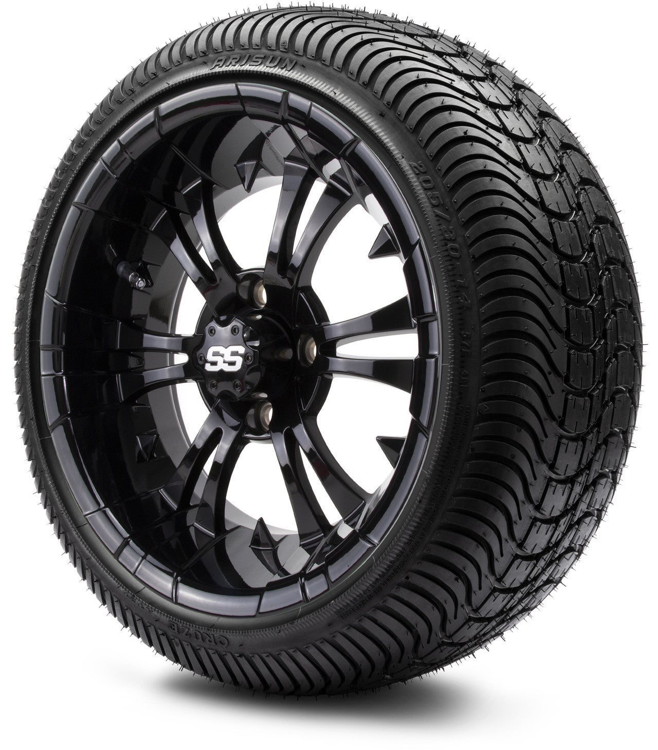 MODZ® 14" Vampire Glossy Black Wheels & Street Tires Combo