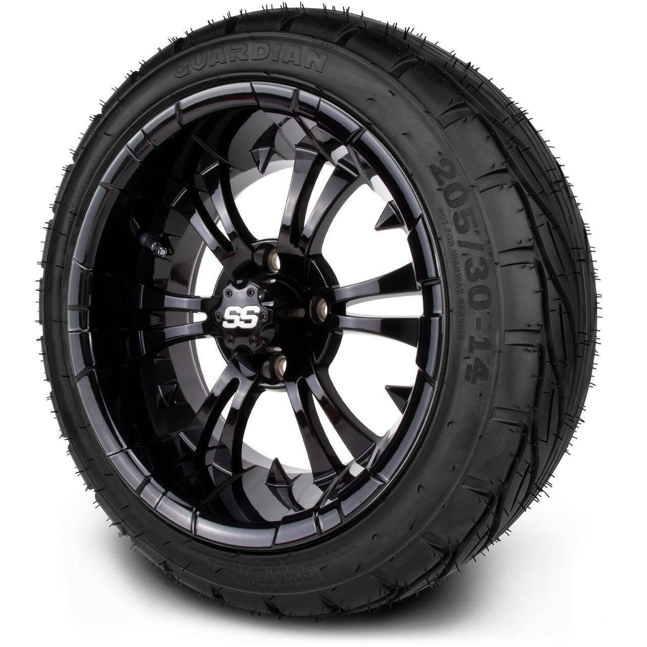 MODZ® 14" Vampire Glossy Black Wheels & Street Tires Combo