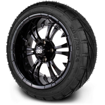 MODZ® 14" Vampire Glossy Black Wheels & Street Tires Combo
