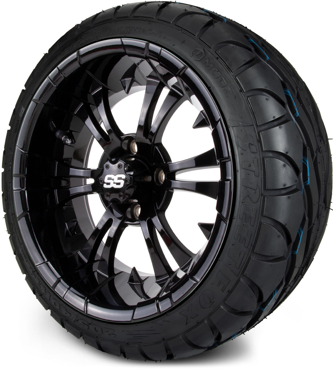 MODZ® 14" Vampire Glossy Black Wheels & Street Tires Combo