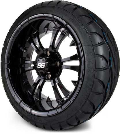 MODZ® 14" Vampire Glossy Black Wheels & Street Tires Combo