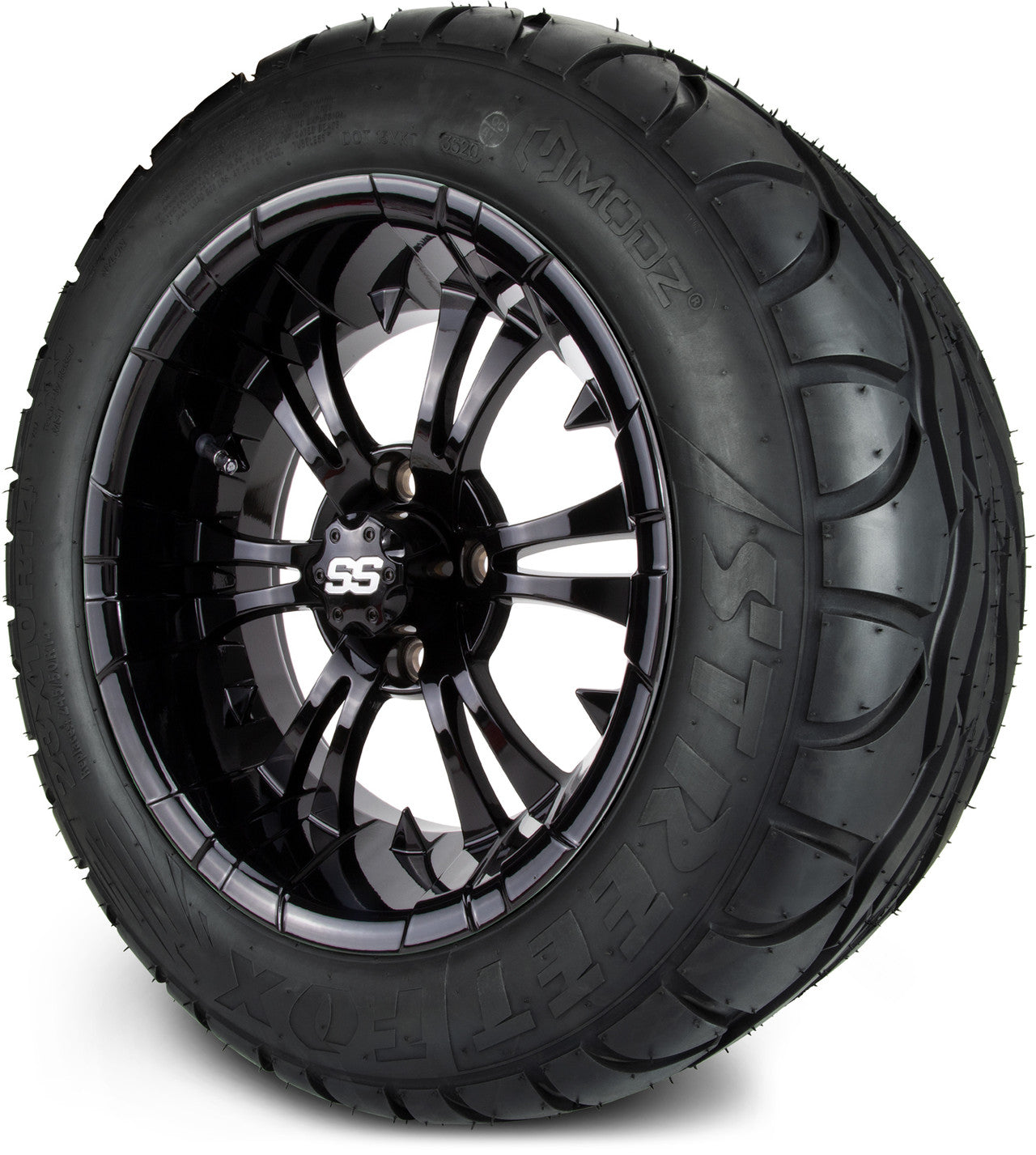 MODZ® 14" Vampire Glossy Black Wheels & Street Tires Combo
