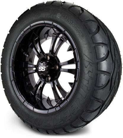MODZ® 14" Vampire Glossy Black Wheels & Street Tires Combo