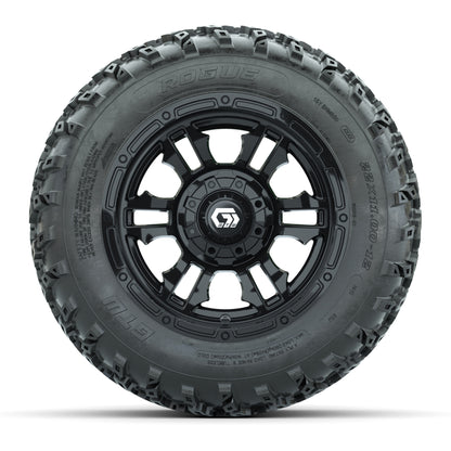 GTW® Shogun Gloss Black 12 in Wheels with 22x11.00-12 Rogue All-Terrain Tires – Full Set