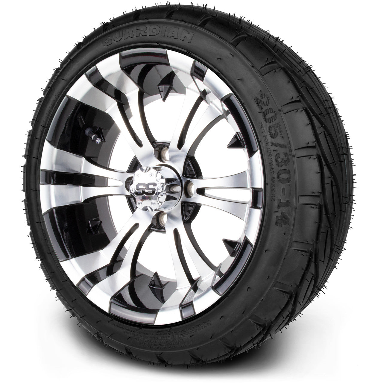 MODZ® 14" Vampire Machined Black Wheels & Street Tires Combo