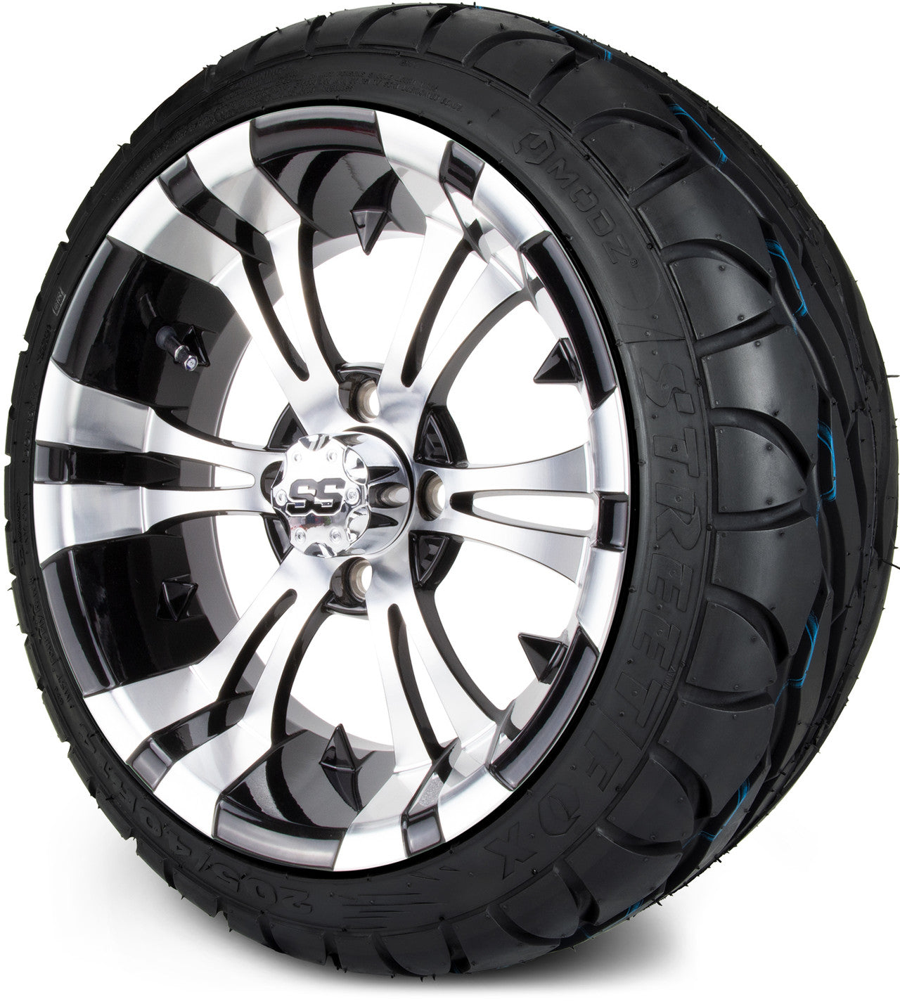 MODZ® 14" Vampire Machined Black Wheels & Street Tires Combo