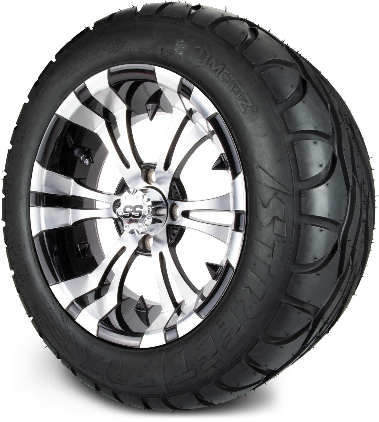 MODZ® 14" Vampire Machined Black Wheels & Street Tires Combo