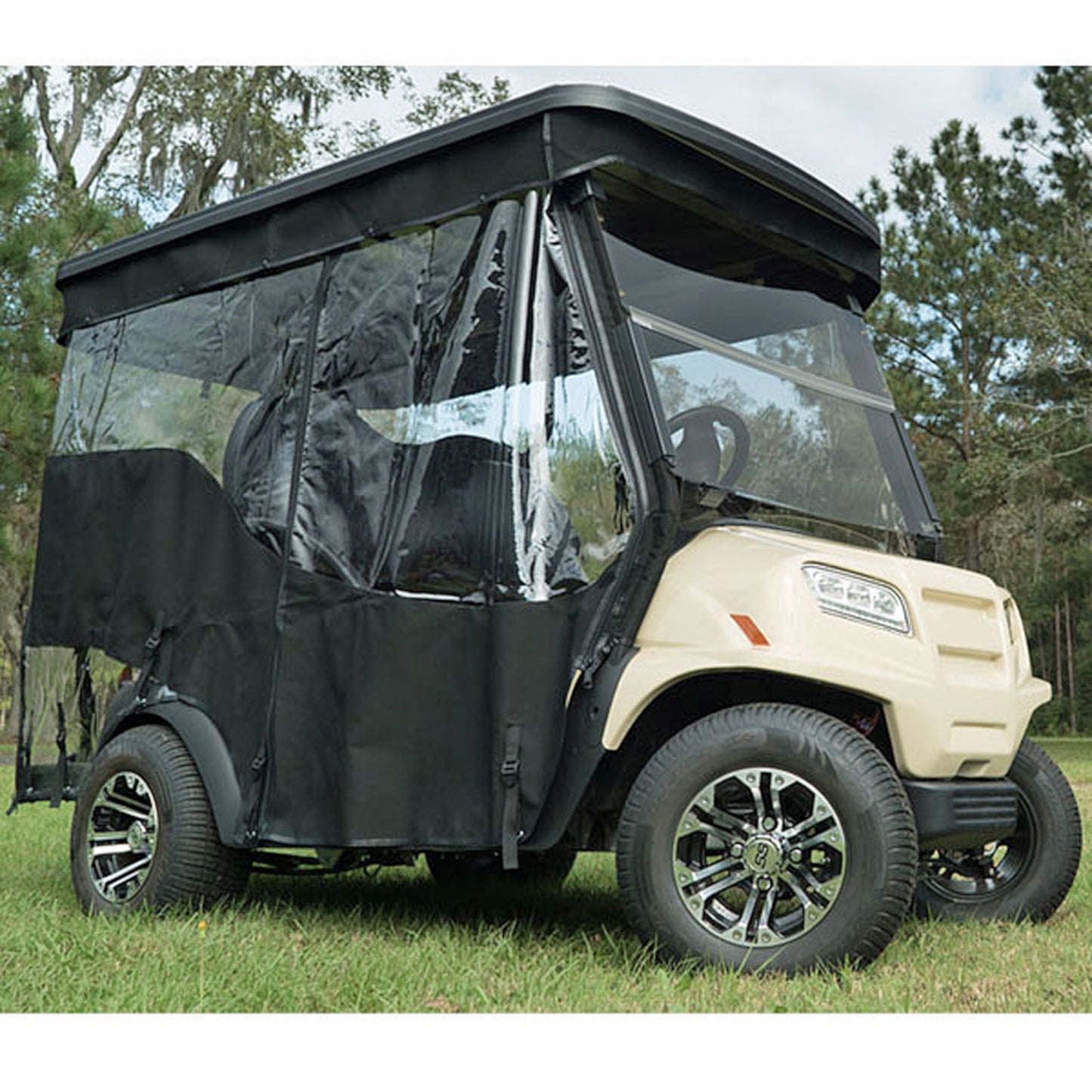 RedDot Non-Lifted 4-Passenger Black 3-Sided Track-Style Enclosure for ICON & Advanced EV1 Golf Carts (1 Forward Seat