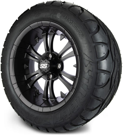 MODZ® 14" Vampire Matte Black Wheels & Street Tires Combo