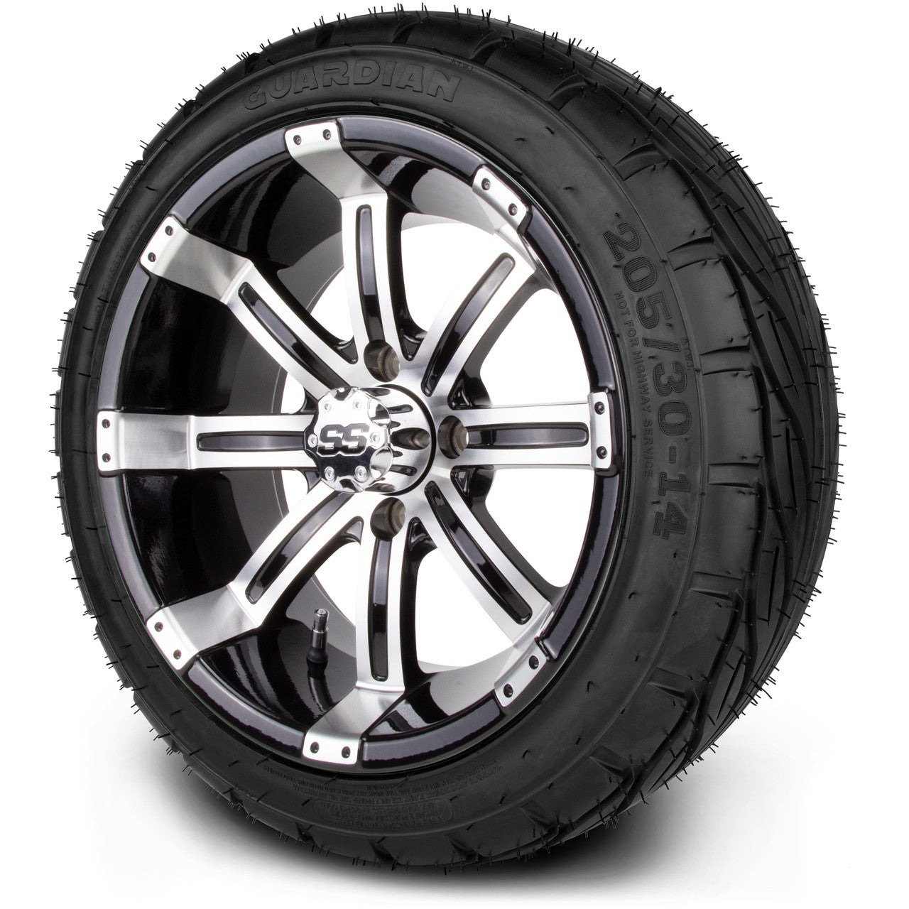 MODZ® 14" Tempest Machined Black Wheels & Street Tires Combo