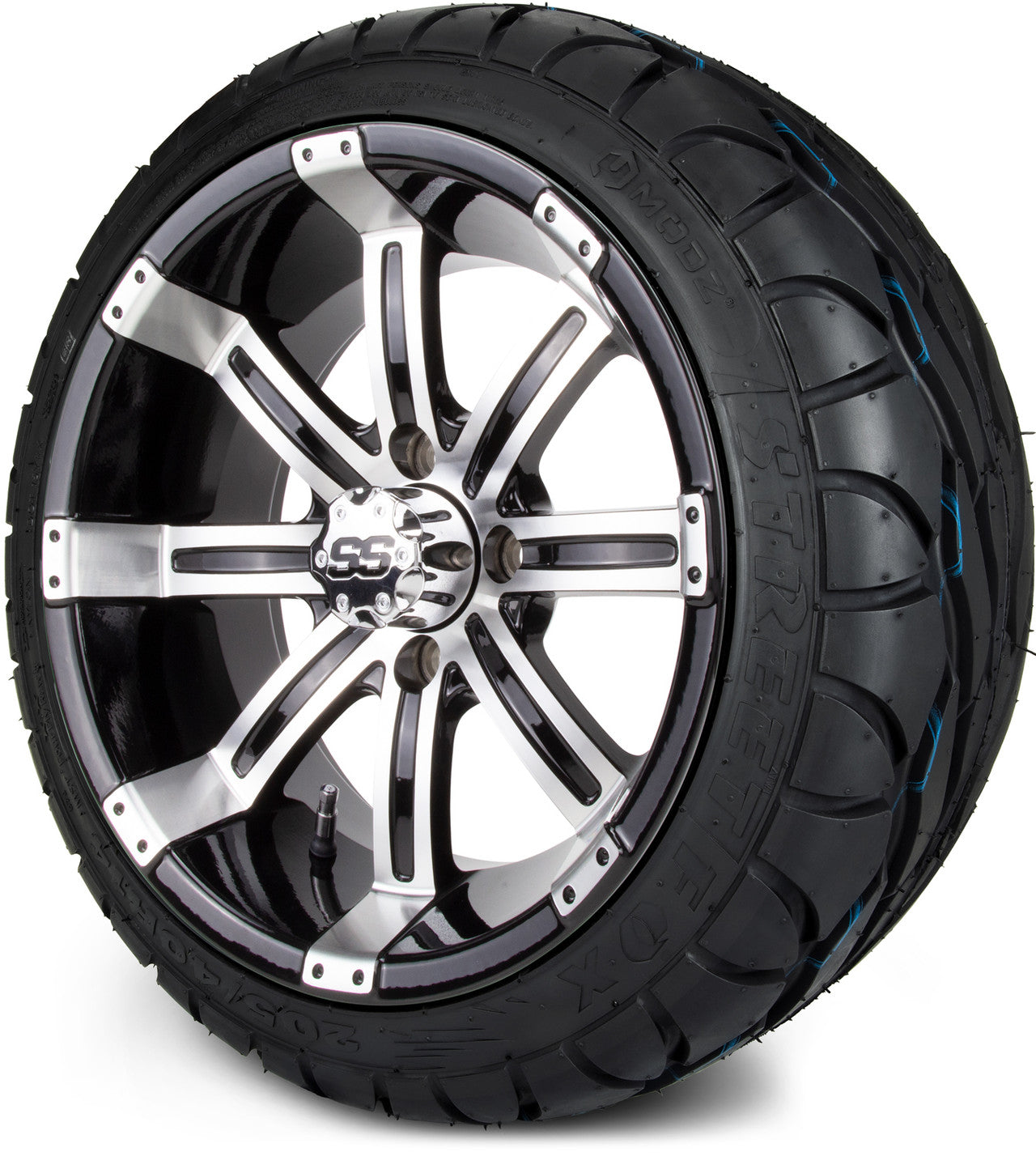 MODZ® 14" Tempest Machined Black Wheels & Street Tires Combo
