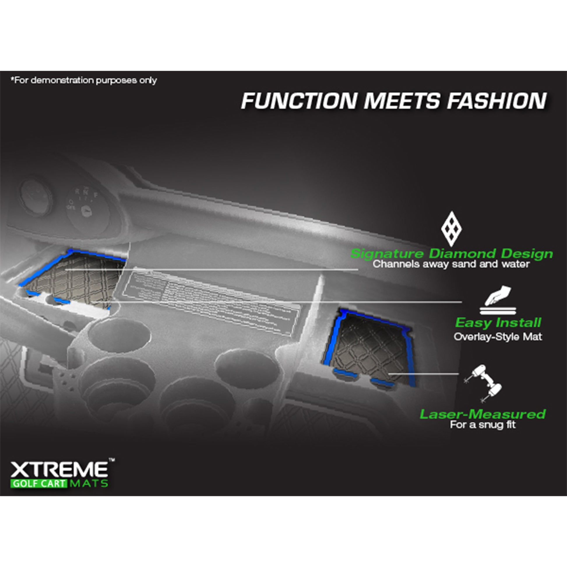 Xtreme Dash Mats for Yamaha Drive2 - Black/Gray