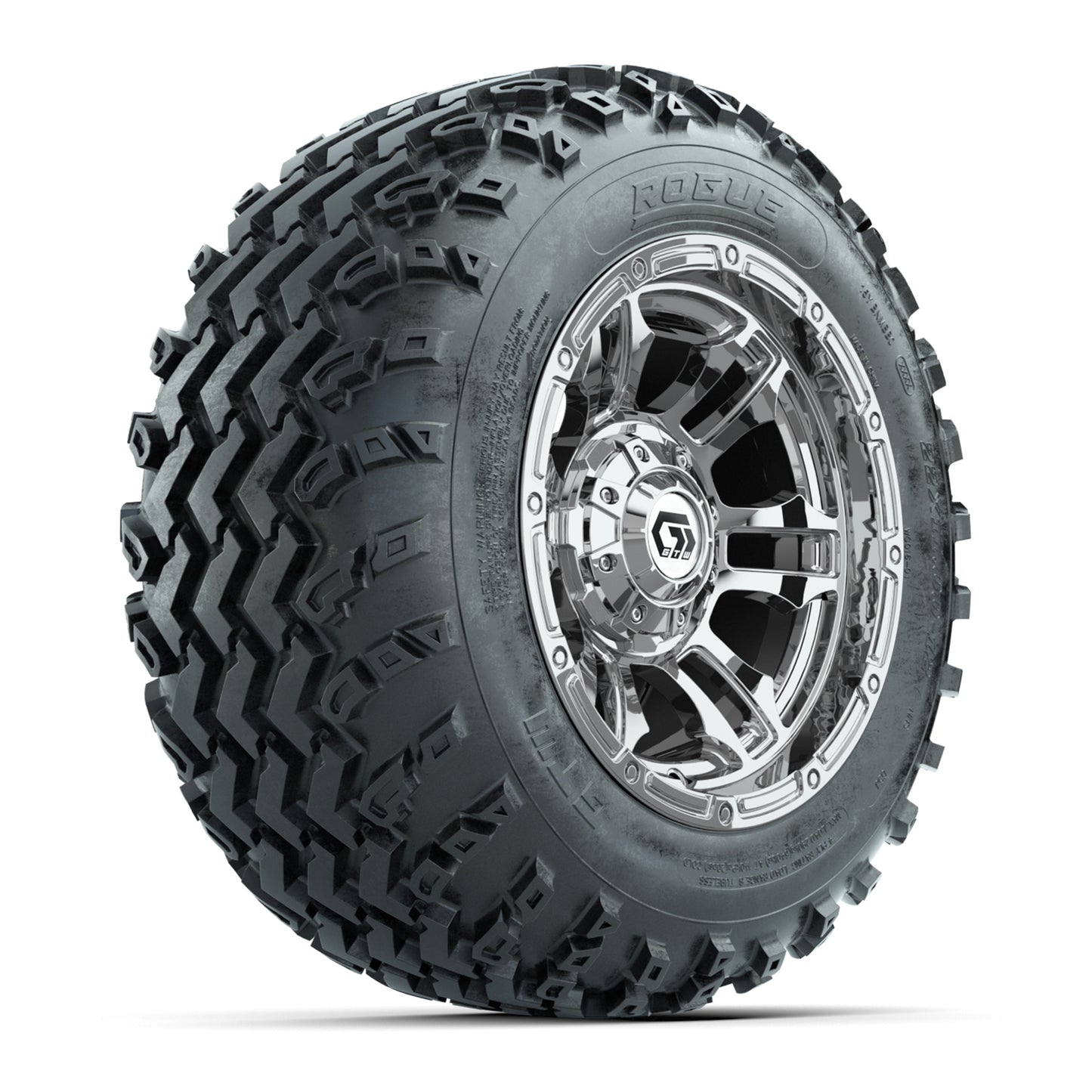 GTW® Shogun Chrome 12 in Wheels with 22x11.00-12 Rogue All-Terrain Tires - Full Set