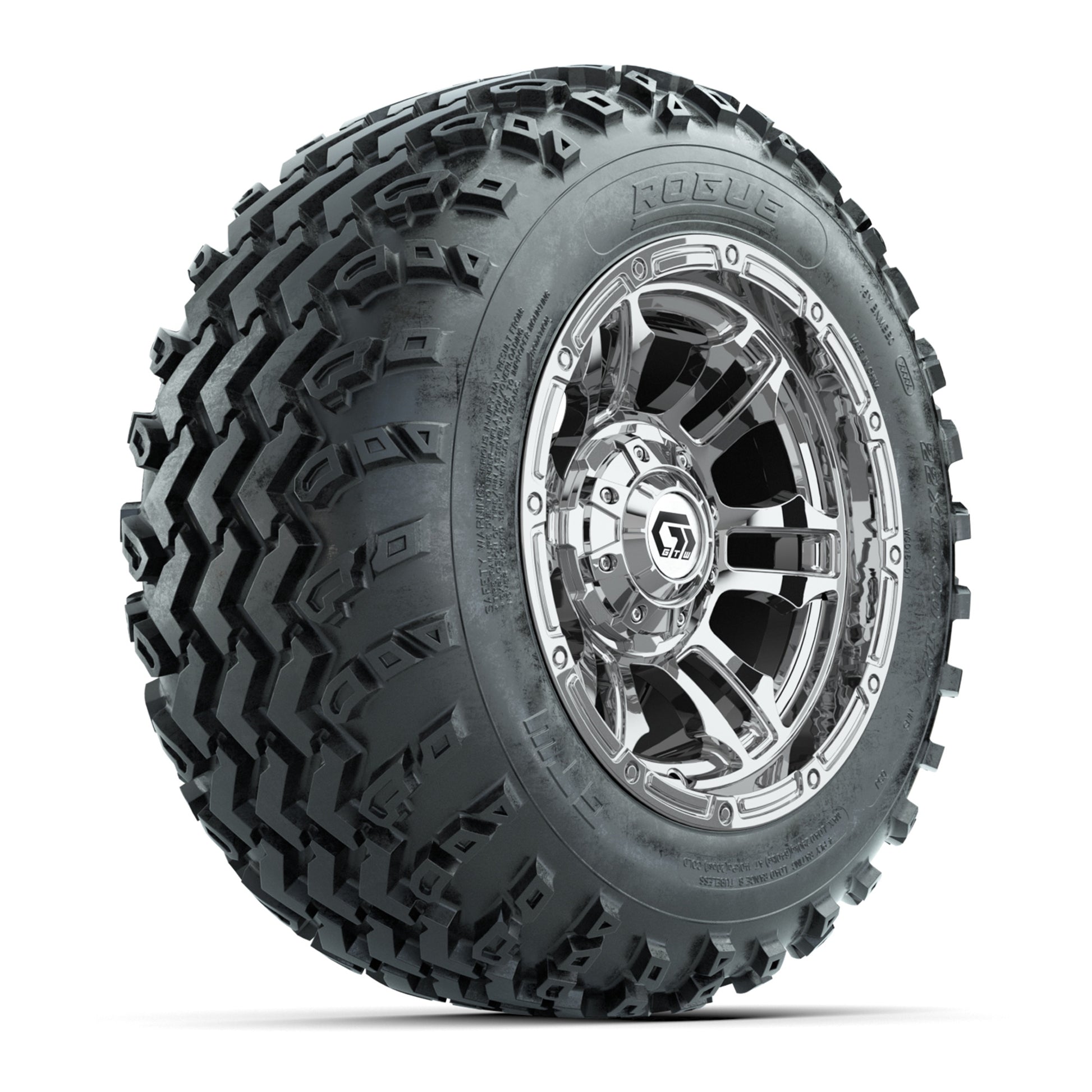 GTW® Shogun Chrome 12 in Wheels with 22x11.00-12 Rogue All-Terrain Tires - Full Set