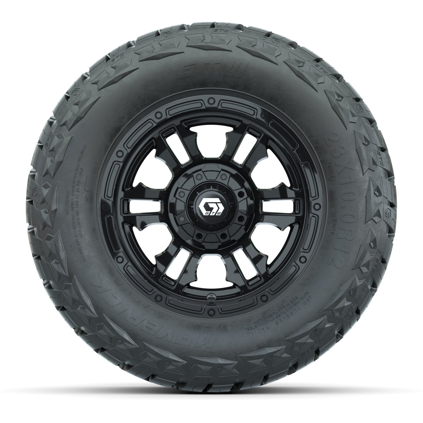 GTW Shogun Black 12 in Wheels with 23x10.00-R12 Maverick All-Terrain Tires – Full Set
