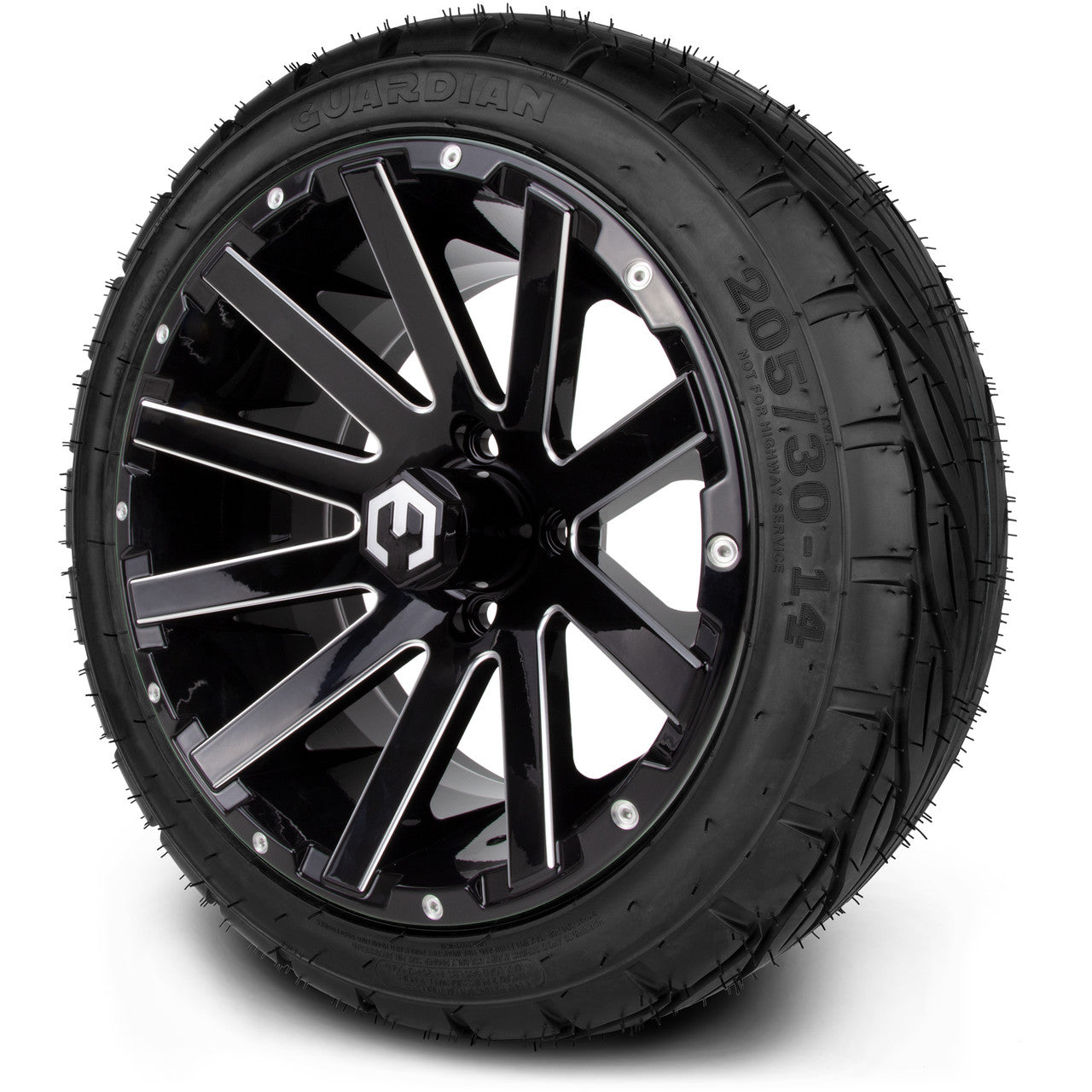 MODZ® 14" Mauler Glossy Black with Ball Mill Wheels & Street Tires Combo