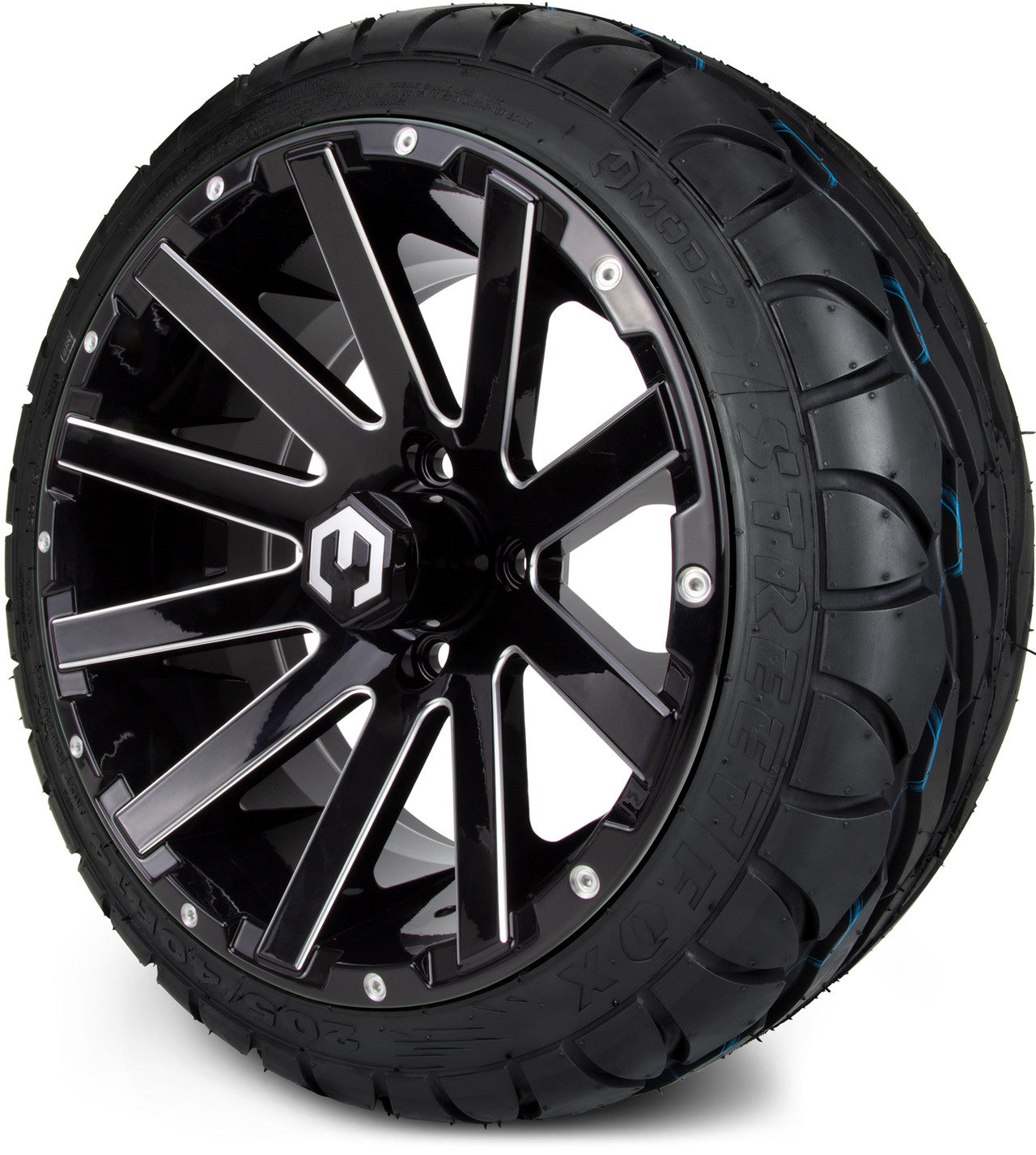 MODZ® 14" Mauler Glossy Black with Ball Mill Wheels & Street Tires Combo