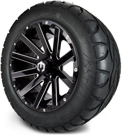 MODZ® 14" Mauler Glossy Black with Ball Mill Wheels & Street Tires Combo