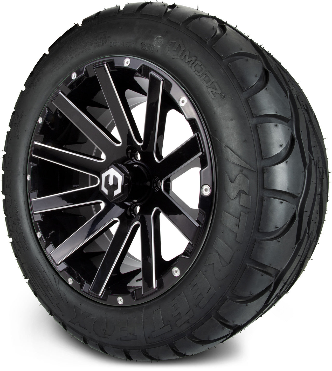 MODZ® 14" Mauler Glossy Black with Ball Mill Wheels & Street Tires Combo
