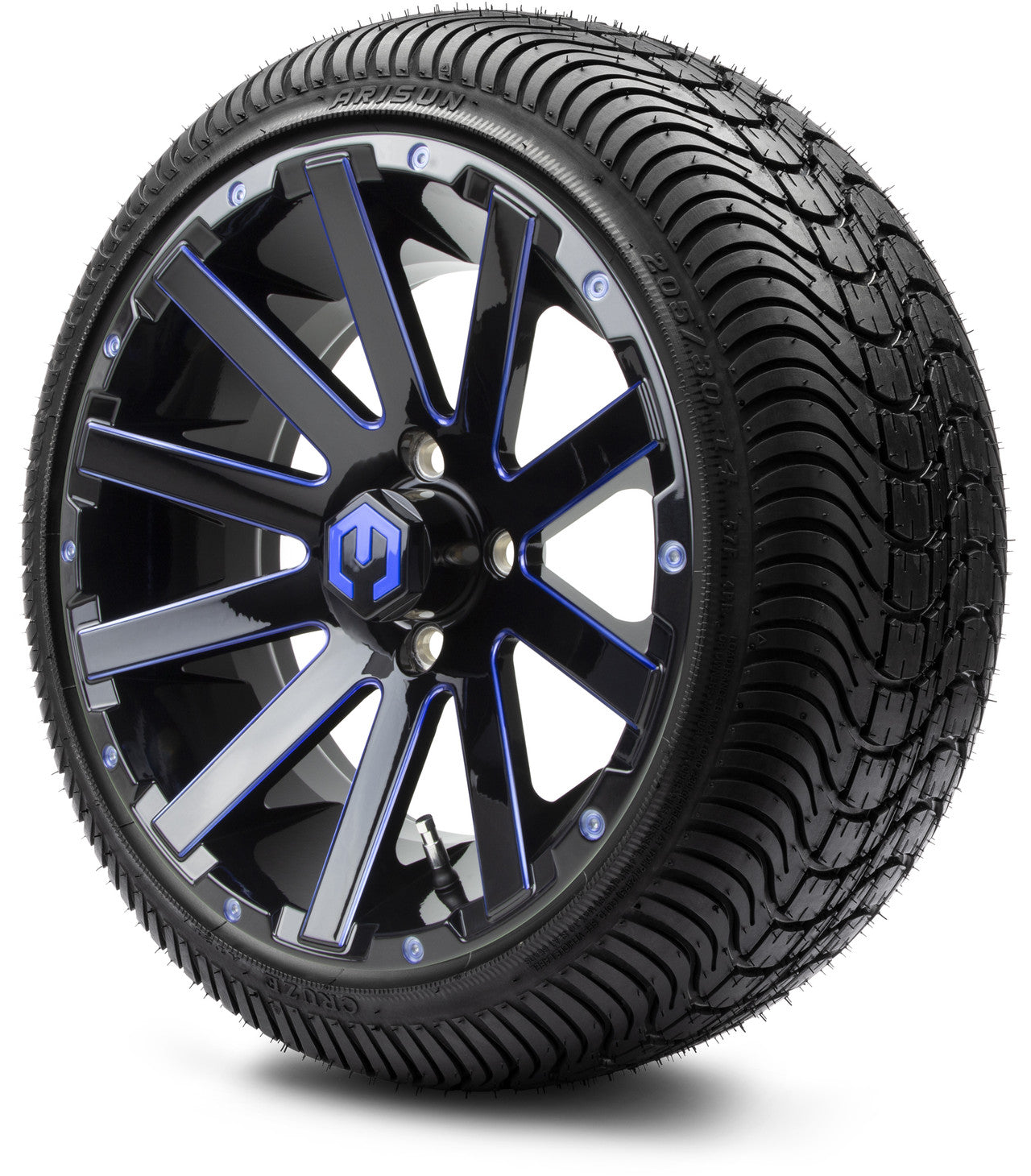 MODZ® 14" Mauler Glossy Black and Blue with Ball Mill Wheels & Street Tires Combo