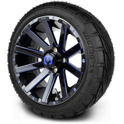 MODZ® 14" Mauler Glossy Black and Blue with Ball Mill Wheels & Street Tires Combo