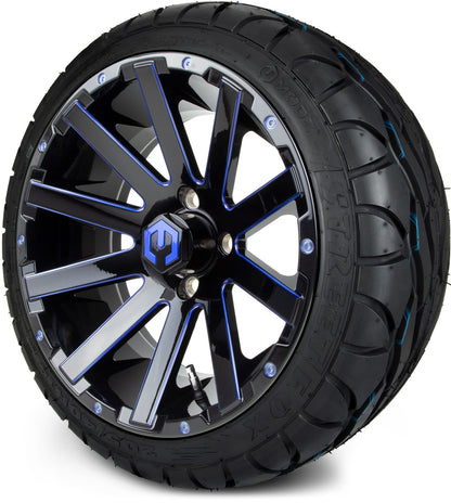 MODZ® 14" Mauler Glossy Black and Blue with Ball Mill Wheels & Street Tires Combo