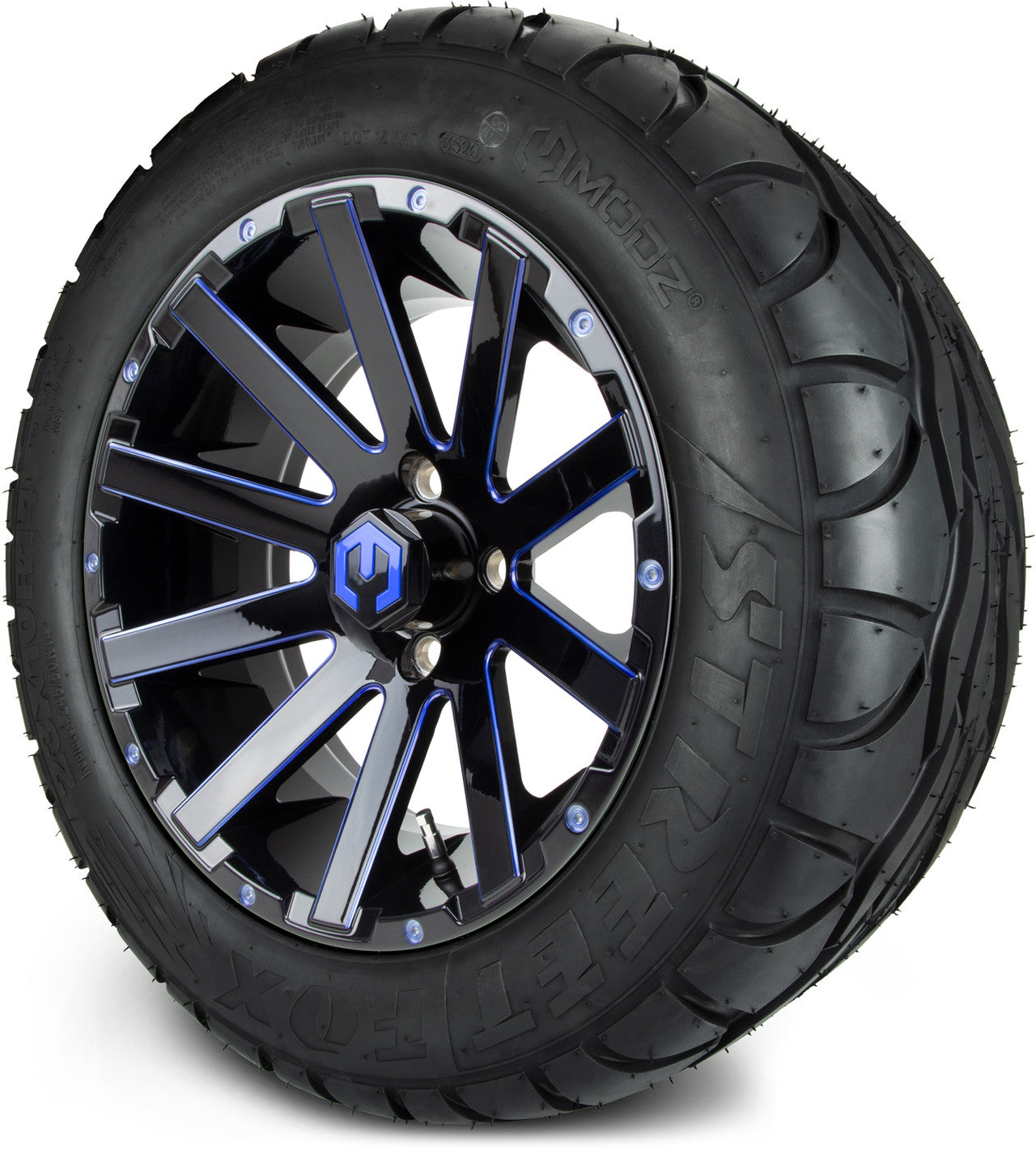 MODZ® 14" Mauler Glossy Black and Blue with Ball Mill Wheels & Street Tires Combo