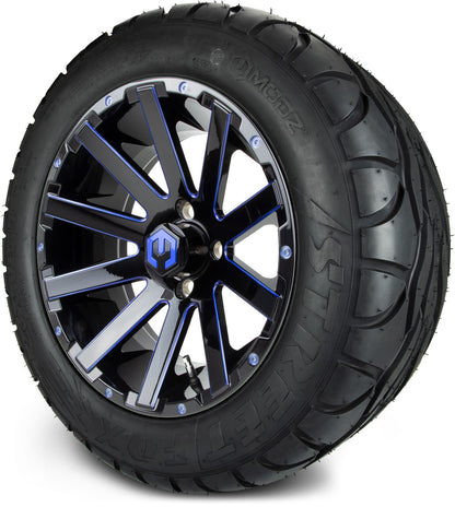MODZ® 14" Mauler Glossy Black and Blue with Ball Mill Wheels & Street Tires Combo