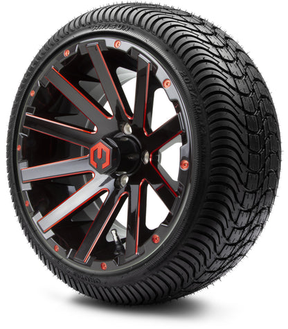 MODZ® 14" Mauler Glossy Black and Red with Ball Mill Wheels & Street Tires Combo