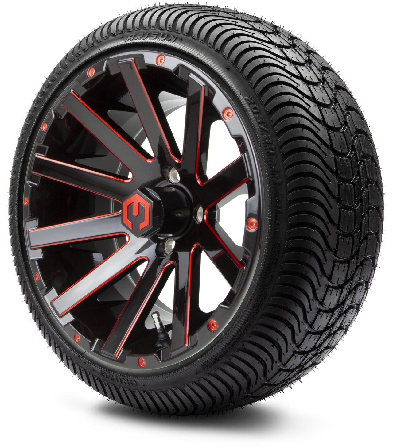 MODZ® 14" Mauler Glossy Black and Red with Ball Mill Wheels & Street Tires Combo