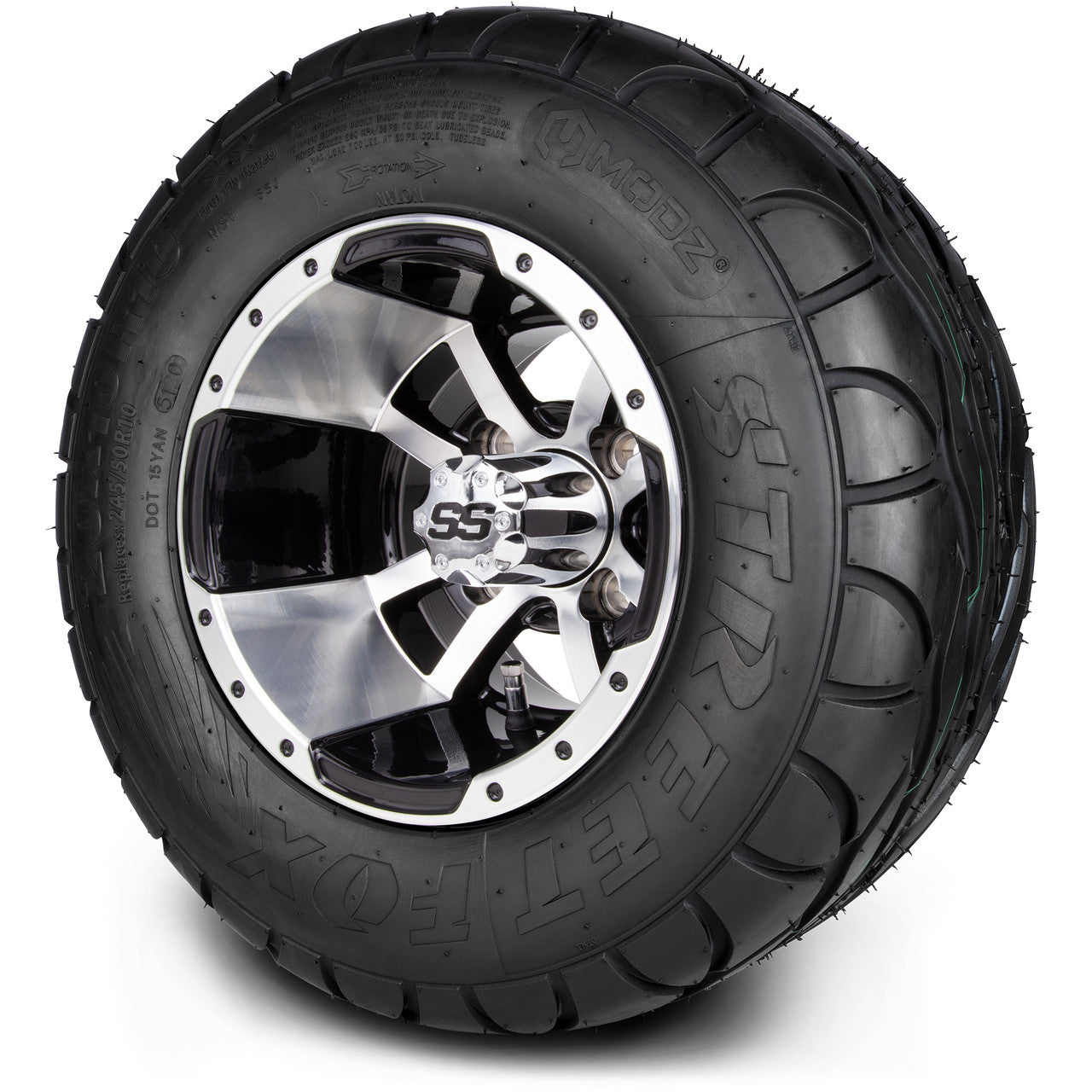 MODZ® 10" Storm Trooper Machined Black Wheels & Street Tires Combo