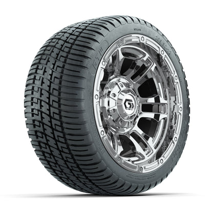 GTW® Shogun Chrome 12 in Wheels with 205/30-12 Fusion Street Tires – Full Set
