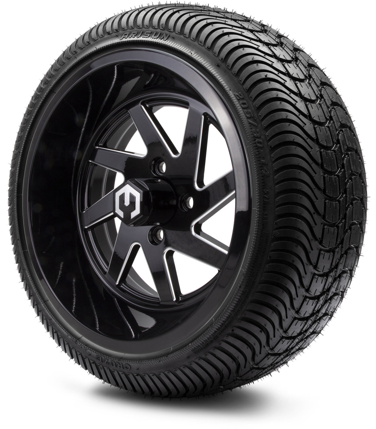 MODZ® 14" Fury Glossy Black with Ball Mill Wheels & Street Tires Combo