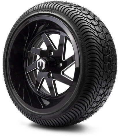 MODZ® 14" Fury Glossy Black with Ball Mill Wheels & Street Tires Combo