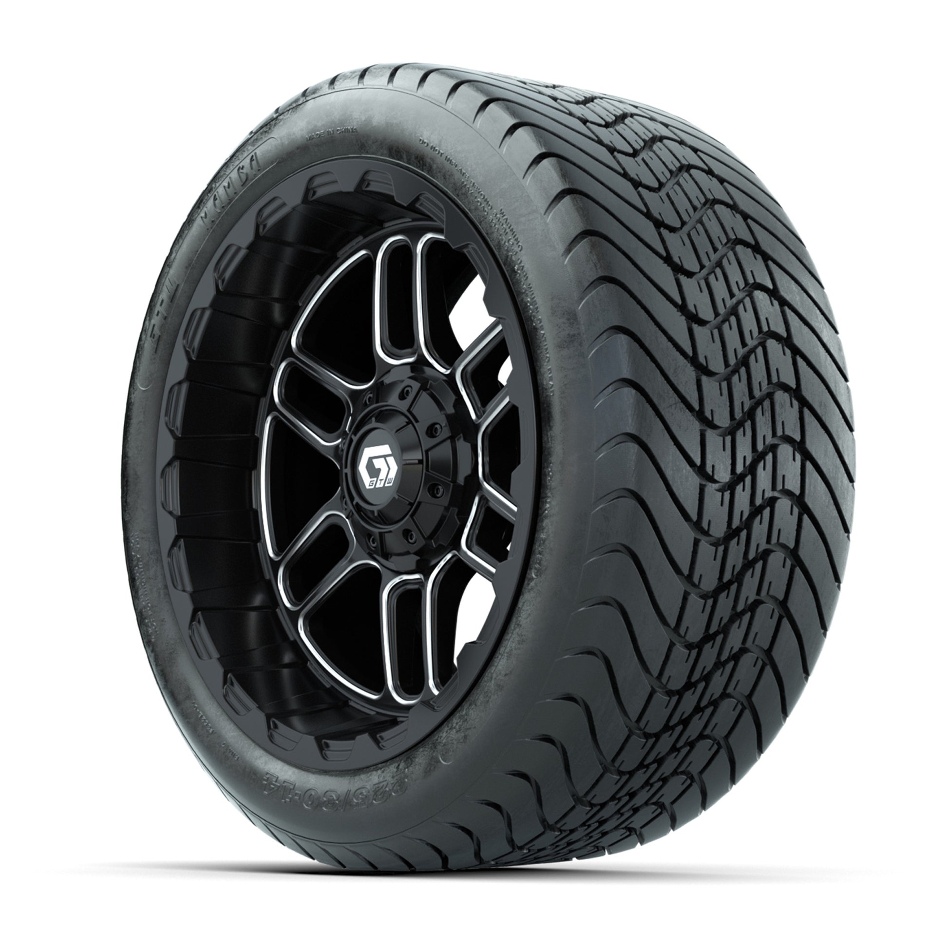 Set of (4) 14 in GTW® Titan Machined & Black Wheels with 225/30-14 Mamba Street Tire