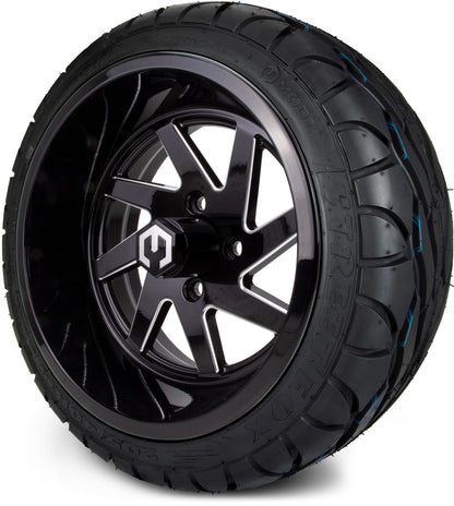 MODZ® 14" Fury Glossy Black with Ball Mill Wheels & Street Tires Combo