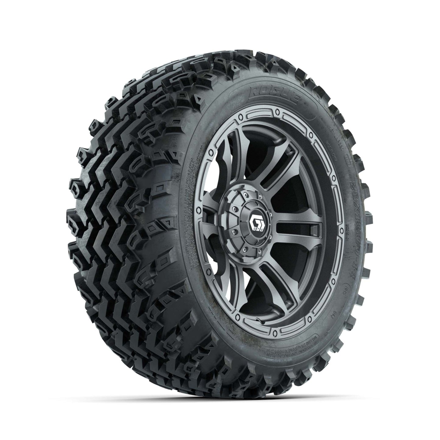 GTW® Shogun Gunmetal 14 in Wheels with 23X10.00-14 Rogue All-Terrain Tires – Full Set