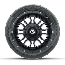 GTW® Volt Black/Machined 12 in Wheels with 215/40-R12 Fusion GTR Steel Belt Radial Street Tires – Full Set