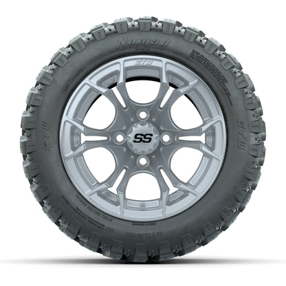 GTW® Spyder Silver Brush 12 in Wheels with 22X11-R12 Nomad Steel Belt Radial All-Terrain Tires – Full Set