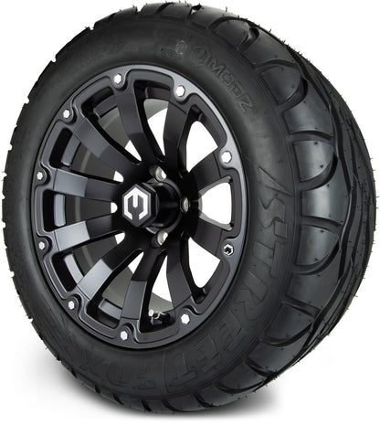 MODZ® 14" Bomber Matte Black Wheels & Street Tires Combo